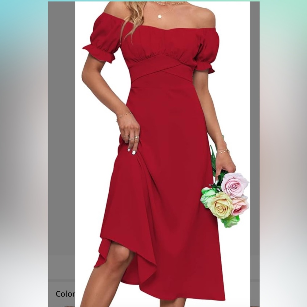 Midi red sweetheart necklace dress, never worn.